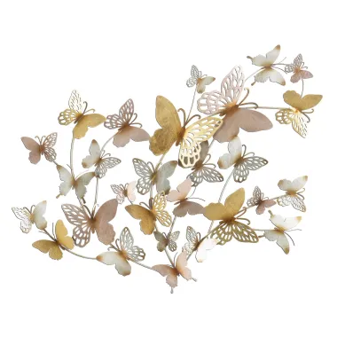 PANEL ŚCIENNY BUTTERFLIES ZŁOTO/RÓŻOWY 132X3,5X95,5 cm